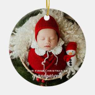 Eerste kerst van grootouders met nieuwe baby foto keramisch ornament