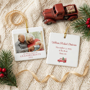 Eerste kerst van grootouders met nieuwe baby foto keramisch ornament