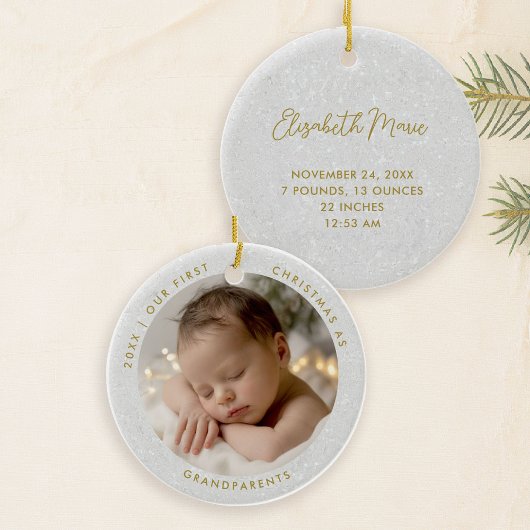 Eerste kerst van grootouders Minimal Gold Foto Keramisch Ornament