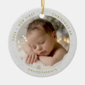 Eerste kerst van grootouders Minimal Gold Foto Keramisch Ornament (Voorkant)