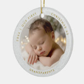 Eerste kerst van grootouders Minimal Gold Foto Keramisch Ornament (Links)