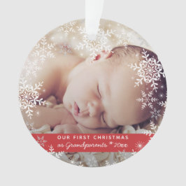 Eerste kerst van grootouders Sneeuwvlokken Baby Fo Ornament