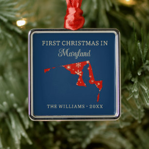 Eerste kerst van het gezin in Maryland, VS staat Metalen Ornament