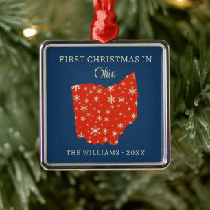 Eerste kerst van het gezin in Ohio, VS staat Metalen Ornament