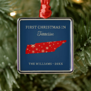 Eerste kerst van het gezin in Tennessee, staat in Metalen Ornament