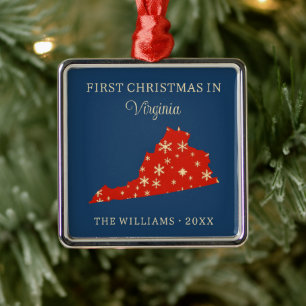 Eerste kerst van het gezin in Virginia, VS staat Metalen Ornament