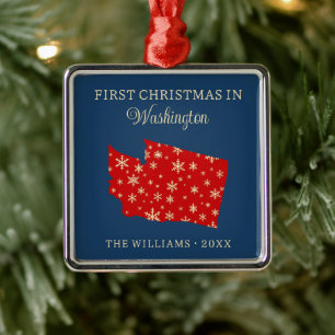 Eerste kerst van het gezin in Washington USA staat Metalen Ornament