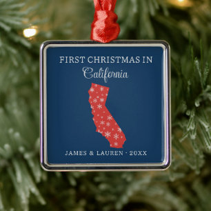Eerste kerst van het stel in Californië in het bla Metalen Ornament