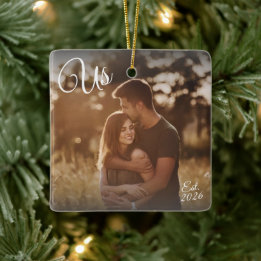 Eerste kerst van het stel Ons gevestigde datum fot Keramisch Ornament