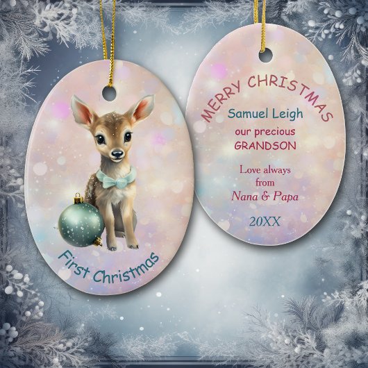 Eerste kerst van kleinkind kitten keramisch ornament