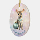 Eerste kerst van kleinkind kitten keramisch ornament (Links)
