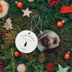 Eerste kerst van kleinkind met foto keramisch ornament