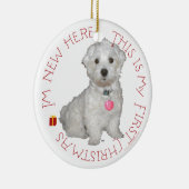 Eerste kerst van Maltese pup Keramisch Ornament (Rechts)