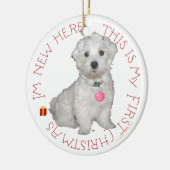 Eerste kerst van Maltese pup Keramisch Ornament (Links)