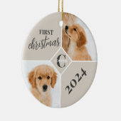 Eerste kerst van puppy 2 foto  keramisch ornament (Rechts)