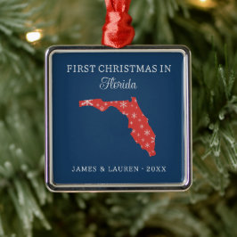 Eerste kerst van stel in Florida USA staat Metalen Ornament