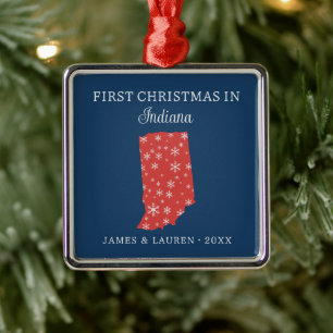 Eerste kerst van stel in Indiana, staat in de VS Metalen Ornament