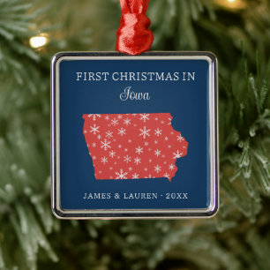 Eerste kerst van stel in Iowa, VS-staat Metalen Ornament