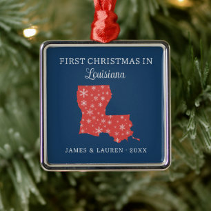 Eerste kerst van stel in Louisiana, VS-staat Metalen Ornament