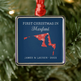 Eerste kerst van stel in Maryland, VS-staat Metalen Ornament