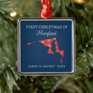 Eerste kerst van stel in Maryland, VS-staat Metalen Ornament
