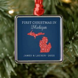Eerste kerst van stel in Michigan, VS-staat Metalen Ornament