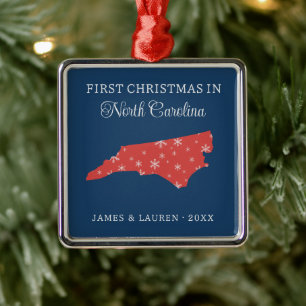 Eerste kerst van stel in North Carolina, staat in Metalen Ornament