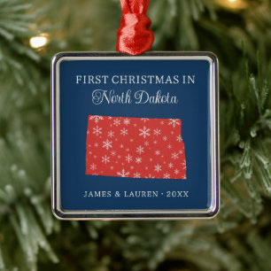 Eerste kerst van stel in North Dakota, VS-staat Metalen Ornament