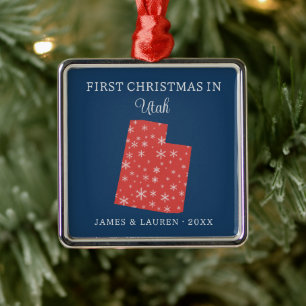 Eerste kerst van stel in Utah, staat in de VS Metalen Ornament