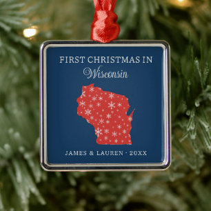 Eerste kerst van stel in Wisconsin, VS-staat Metalen Ornament