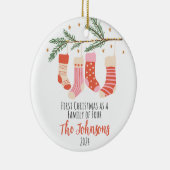 Eerste kerst van vier aangepaste familie keramisch ornament (Rechts)