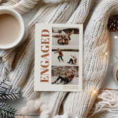 Eerste kerst verloofd 3 foto modern feestdagenkaart