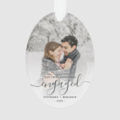 Eerste kerst verloofd aangepaste foto grijs schrif ornament (achterkant)