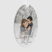 Eerste kerst verloofd aangepaste foto grijs schrif ornament (voorkant)