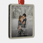 Eerste kerst verloofd aangepaste foto witte script metalen ornament (Rechts)