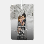 Eerste kerst verloofd aangepaste foto witte script metalen ornament (Voorkant links)