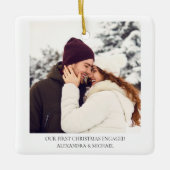 Eerste kerst verloofd | Aangepaste Verloving foto Keramisch Ornament (Voorkant)