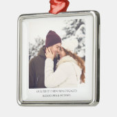 Eerste kerst verloofd | Aangepaste Verloving foto Metalen Ornament (Links)