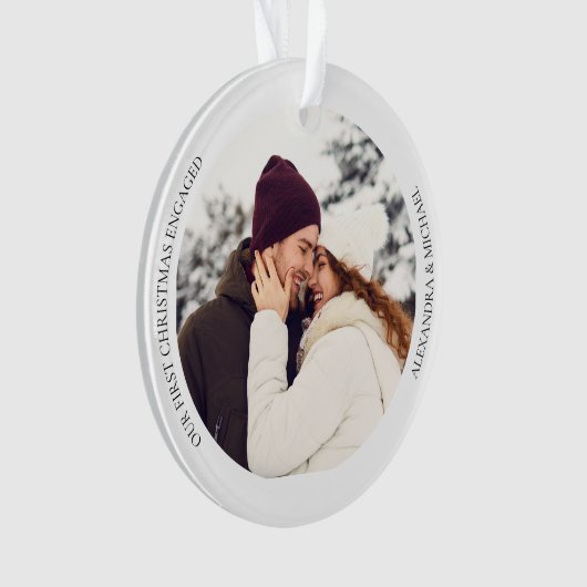 Eerste kerst verloofd | Aangepaste Verloving foto Ornament (voorkant)