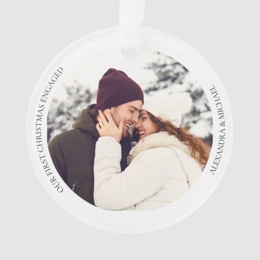 Eerste kerst verloofd | Aangepaste Verloving foto Ornament (voorkant)