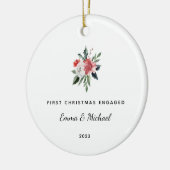 Eerste kerst verloofd | Elegant en minimalistisch Keramisch Ornament (Links)
