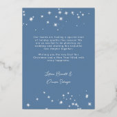 Eerste kerst verloofd foto blauw folie feestdagenkaart (Achterkant)