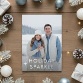 Eerste kerst verloofd foto blauw folie feestdagenkaart