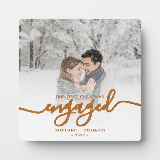 Eerste kerst verloofd foto koper schrift fotoplaat (Voorkant)