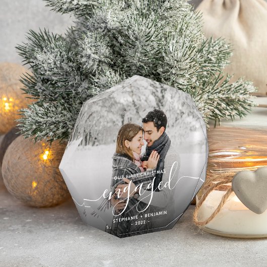Eerste kerst verloofd foto witte script