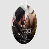 Eerste kerst verloofd foto witte script ornament (voorkant)