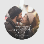 Eerste kerst verloofd foto witte script ornament (achterkant)