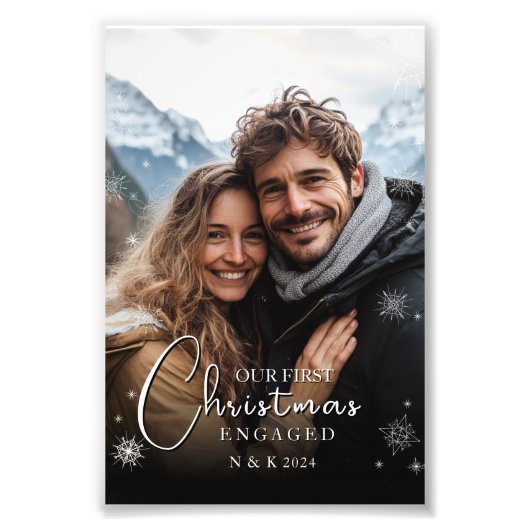 Eerste kerst verloofd gelukkig paar foto afdrukken (Voorkant)