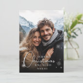 Eerste kerst verloofd gelukkig paar foto feestdagenkaart (Staand voorkant)