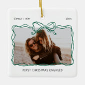 Eerste kerst verloofd Green Hand getrokken boog Li Keramisch Ornament (Voorkant)